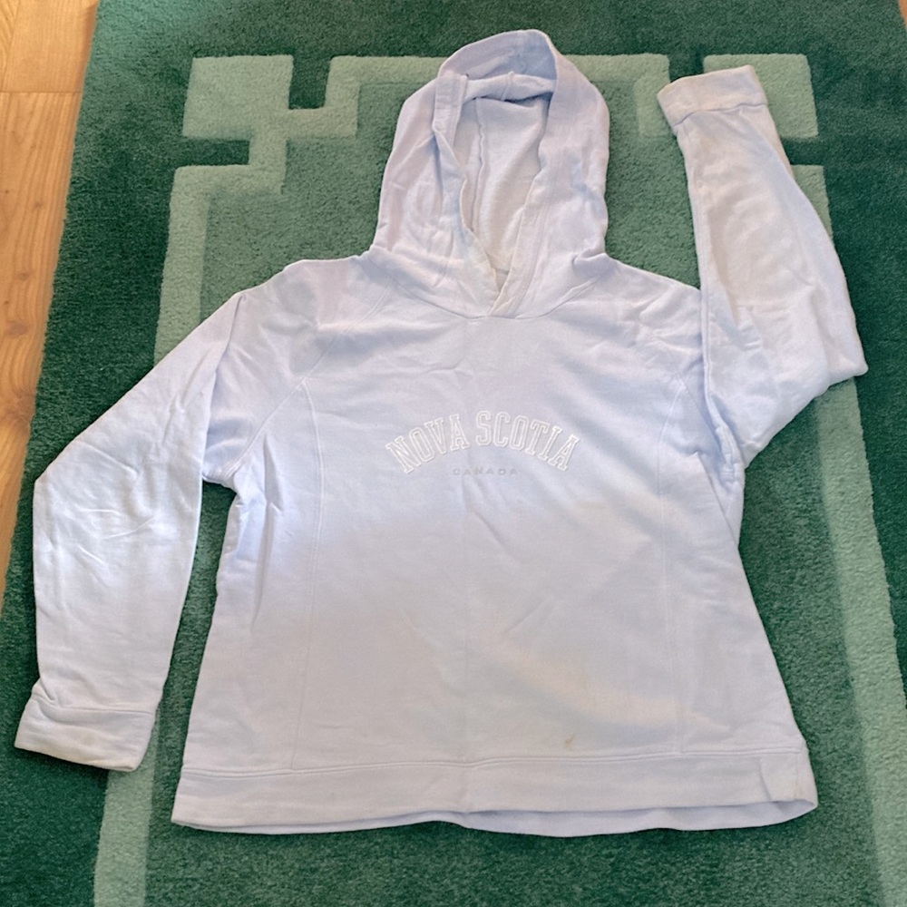 Fundy Lite Blue Sweatshirt/Hoodie “Nova Scotia, Canada.  Size 10. 100% Cotton.